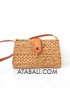 Mini rattan ata sling bags coins purses leather handle